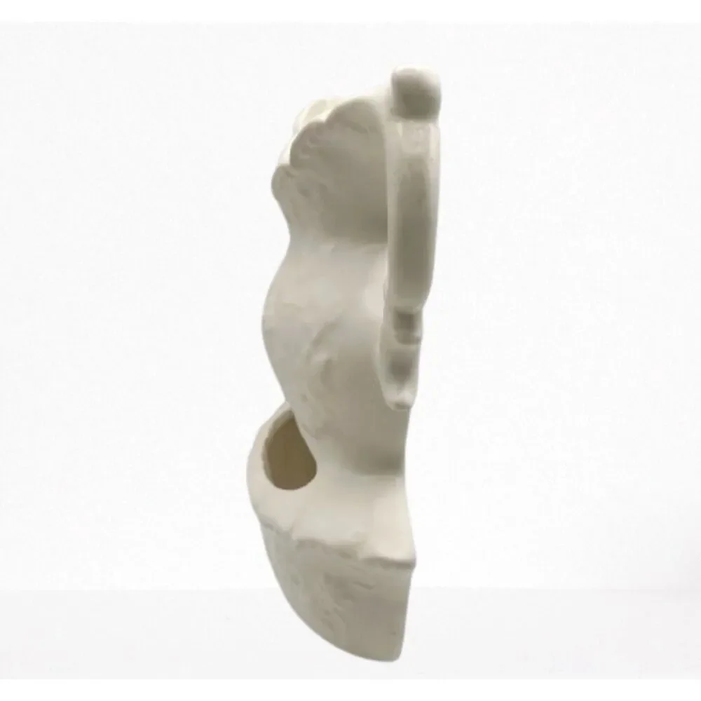 Vintage White Ceramic Pitcher Bowl Pocket Wall Planter